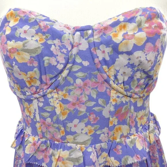 Altar'd State Lavender Floral Tiered Mini Dress Strapless NWT Size S - Picture 14 of 16